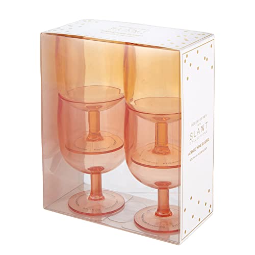 Slant Collections Set Of 4 Stackable Wine Glasses, 8-Ounce, Pink/Orange #TOP2