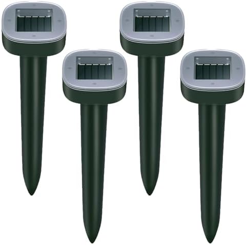 Sodwot Maulwurf Vertreiber–Maulwurfschreck solar Testsieger, IP65 Geeignet zur Vertreibung von Maulwürfe und Anderen Nagetieren in Gärten Rasen (Runden 4 Pack)