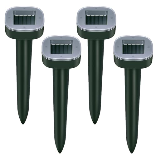 Sodwot Maulwurf Vertreiber–Maulwurfschreck solar Testsieger, IP65 Geeignet zur Vertreibung von Maulwürfe und Anderen Nagetieren in Gärten Rasen (Runden 4 Pack)