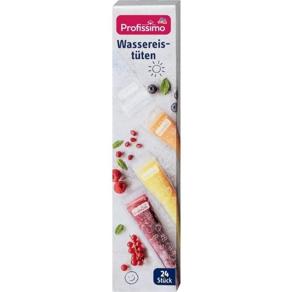 Profissimo Wassereistüten, 24 Stück, Einmalbeutel mit Griff, Zum Selbstbefüllen mit Saft, Joghurt oder Smoothie Küche, Haushalt & Wohnen