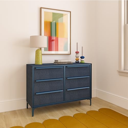 Naima Premium Fabric Dresser - Strong Metal Frame, 6 Spacious Sag-Proof Drawers with Sleek Metal Handles - Premium & Durable Storage Solution for Your Home (Navy) Naima Premium Fabric Dresser - Strong Metal Frame, 6 Spacious Sag-Proof Drawers with Sleek Metal Handles - Premium & Durable Storage Solution for Your Home (Navy)
