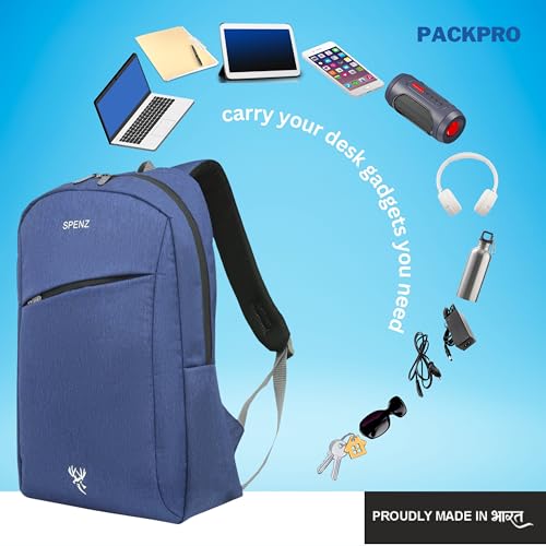 Image of SPENZ BAGS Laptop Backpack -Breathable Shoulder Straps, Mesh Side Pocket, Waterproof, Front Zipped Pocket, Padded Laptop Compartment, Backpacks