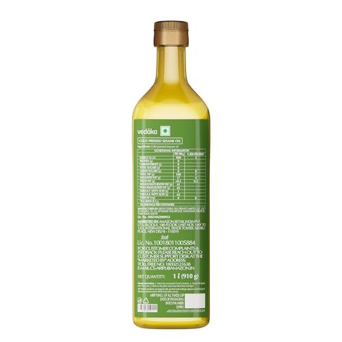 Image of Amazon Brand - Vedaka Cold Pressed Sesame Oil Bottle (1L, Gingelly) (Pack of 3)