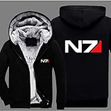 dhyw Herren Hoodies Sweatshirts für Mass Effect N7 Print Fleece Zip Jacken Mäntel Winter Warm Dicker Kapuzenpullover Langarm Outwear Tops-A||XL