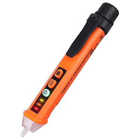 CAMWAY Non-Contact Dual AC Voltage Detector Test Pen Adjustable Sensitivity 12-1000V/48V-1000V with LED Indicator Alarm Mode, Live/Null Wire Judgment Cover