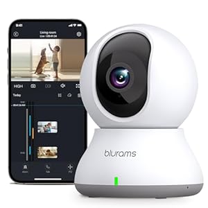 blurams Security Camera, 2K Indoor Camera 360° Pet Camera for Home Security w/Motion Tracking, Phone App, 2-Way Audio, IR Night Vision, Siren, Works with Alexa & Google Assistant(2.4GHz ONLY)
