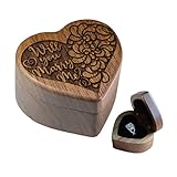 URBAN KRAFTS Engagement Ring Box for Proposal Pocket Size Walnut Wooden Heart Engraved (Will You...