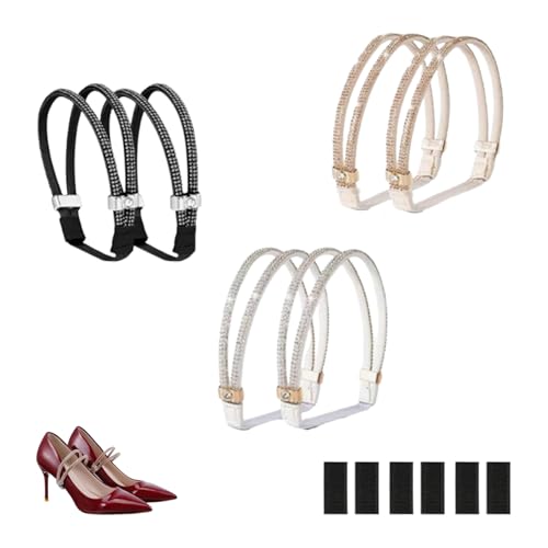 3 Pares de Correas Zapatos Tacones Cordones Desmontables con diamantes Correas Elásticas Ajustables para Zapatos de Tacón Alto Sandalias y Pantuflas