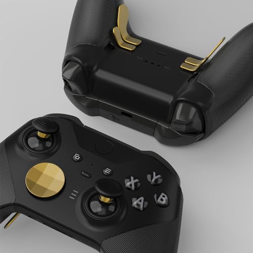 Image of eXtremeRate 13 in 1 Metal Thumbsticks for Xbox One Elite Series 2 Controller, 6 Metal Joystick & Adjustment Tool, 2 D-Pads, 4 Paddles for Xbox Elite Series 2 Core Controller - Metallic Hero Gold