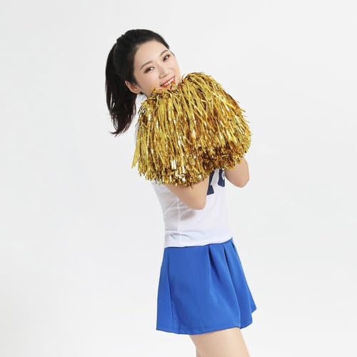 Image of baotongle 12 PCS Cheerleading Squad Spirited Fun Poms Pompoms Cheer Costume Accessory for Party Dance Sports