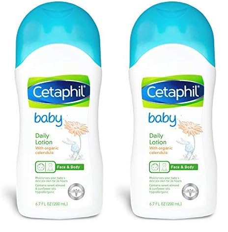 Image of Cetaphil Baby Daily Lotion with Organic Calendula,Hypoallergenic, Sweet Almond & Sunflower Oils,6.7 Fl. Oz (Packaging May Vary) (Pack of 2)