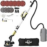 Ponceuse Girafe, Girafe Ponceuse 750W, LED Poignée télescopique Moteur, 7 Niveaux Vitesses 1800RPM Vitesse avec Dépoussiérage Automatique