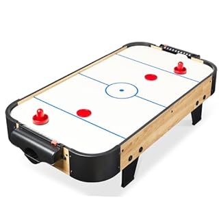 Best Choice Products 40in Portable Tabletop Air Hockey Arcade Table for Game Room w/ 100V Motor, Electric Fan, 2 Strikers, 2 Pucks - Natural