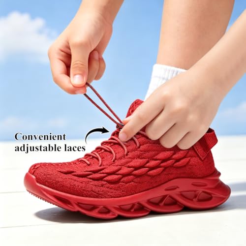 Image of JMFCHI Boys Girls Kids Sneakers Knitted Mesh Running Tennis Athletic Shoes | Breathable,Lightweight,Comfortable,Non-slip,Easy wear,Casual fashion,Indoor outdoor,Gym sport,Daily play,Little /Big Kid