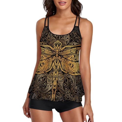 Maillot de bain tankini femme rouge masquant le ventre avec shorty et robe de plage