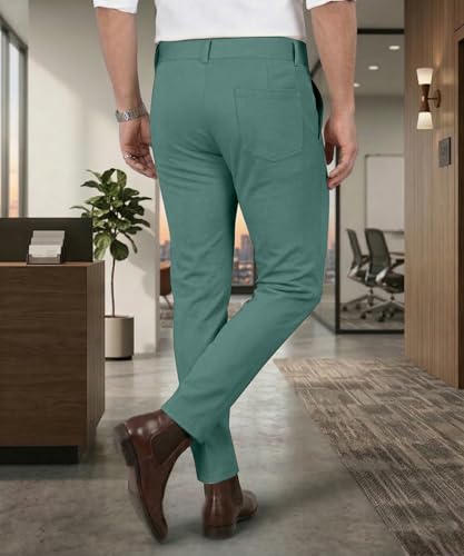 Image of Mehrang Men's Stretchable Stretchable Formal Pant Trousers | Stylish Slim Fit Men's Wear Trousers for Office or Party | Polycotton Knitted Fabric