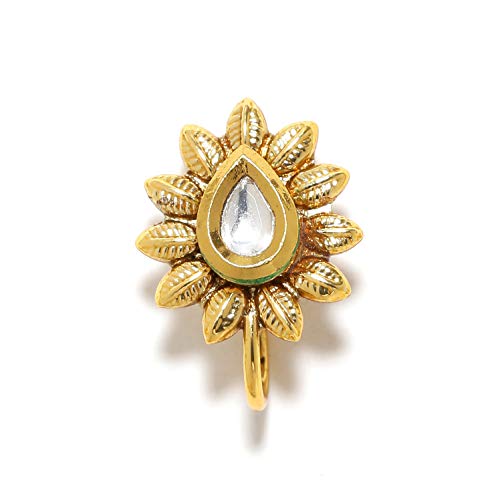 Sasha Indian Traditional Press On Nath Nose Ring Pin Non Pierced Clip On For Women/Bridal For Wedding/Party