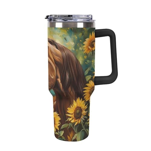 Botella de agua de 40 oz tipo taza de café de coche con caballos