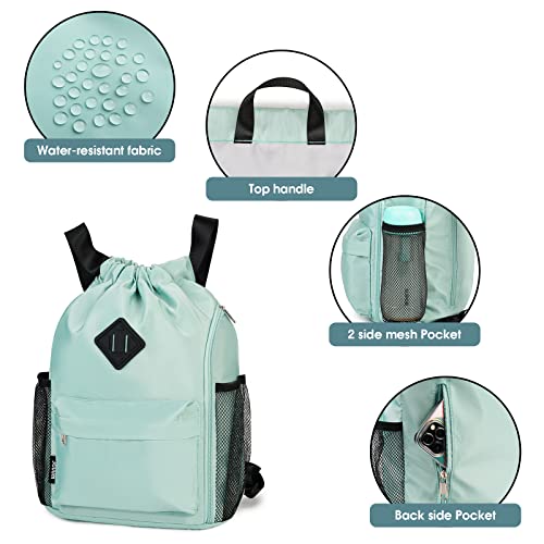 WANDF Drawstring Backpack Sports Gym Bag with Shoes Compartment - Image 4