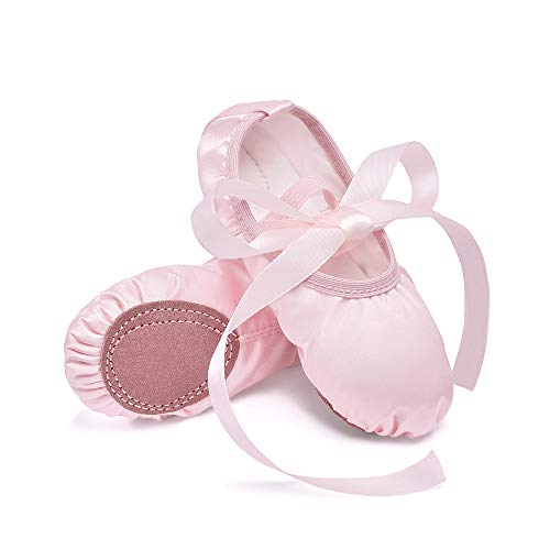 image for STELLE Girls Ballet Dance Shoes Satin Slippers Gymnastics Flats Split 