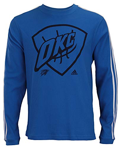 adidas Oklahoma City Thunder NBA Mens Off The Bench Long Sleeve Thermal Shirt, Blue (Large)