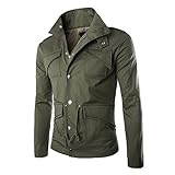 Farbe: Schwarz, Grün. West See Herren Männer Jacke Militär Freizeitjacken Feldjacke Mantel Herrenjacke (XL, Grün)