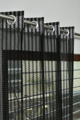 Image of HOME UTSAV 1 Piece Sheer Premium Tissue Net Polyester Curtains for Long Door 8 Feet, Black