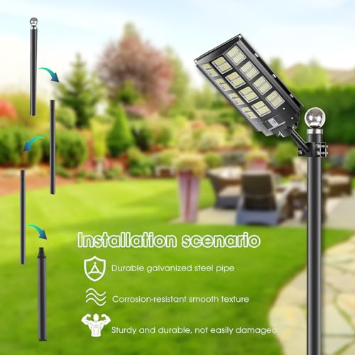 UNDADE Street Light Pole 13Ft, Outdoor Solar Street Lamp Post with Base,Sub-Assembly of Street Light Poles for Backyard, Street, Patio,Park,Parking,Walkway (4M) - Thumbnail 5