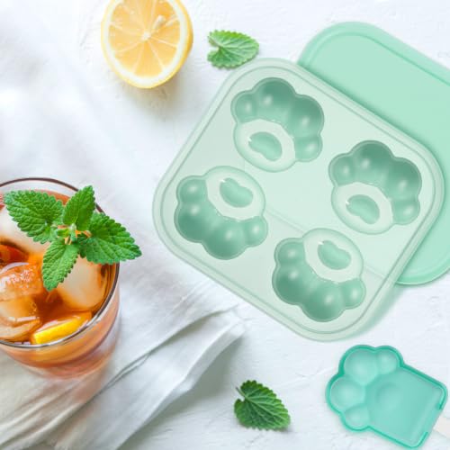 Molde de hielo 4 piezas forma pata de gato con tapa miniatura 6