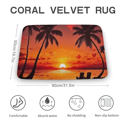 Tapis de bain corail 80x50 cm coucher de soleil