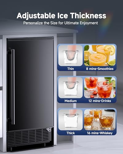 ICEVIVAL Commercial Under Counter Ice Maker with Drain Pump, Produces 80 lbs Ice Daily, Built-in or Freestanding Ice Machine with 25 lbs Storage, Self-Cleaning, Ideal for Home, Bars & Cafés — view 5