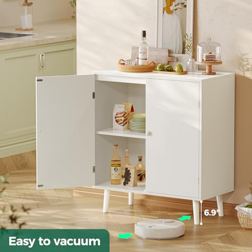 image for Huuger Buffet Cabinet with Storage, Storage Cabinet with 2 Doors, Whit