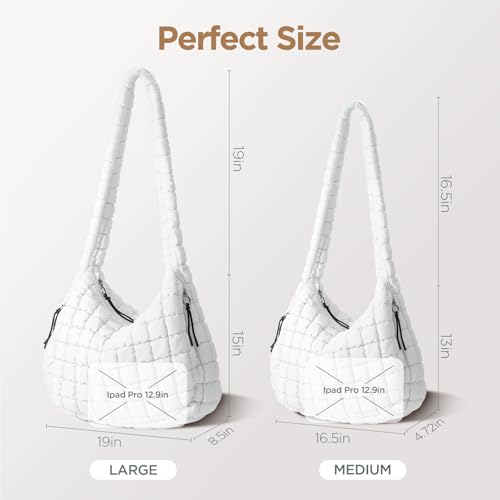 Image of Puffer Tote Bag for Women Large Quilted Crossbody Bag Quilted Carryall Bag Soft Puffy Hobo Handbags Puff Purse Shoulder Bag