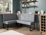 JKG Meble Eckbank fur Essizmmer - Eckbankgruppe mit Metallbeinen - Modern Sitzecke Küche - Stoff Velours - gepolsterte Essecke - Küchensofa (Grau, 140x160 cm - Rechts)