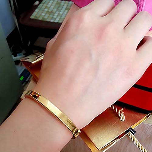 Generic Pulseira de Manguito de Superfície Lisa de aço Inoxidável Simples Pulseira Masculina de Meta