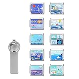 papasgix Italian Charm Bracelet Charms Silver Pack Links Bulk with Opening Tool 9mm Italian Charms 10 Italian Modular Bracelet Links Handmade DIY Jewelry Blue Sea Fish