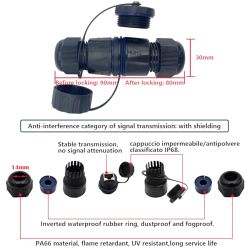 CTRICALVER RJ 45 Waterproof Connector, Shielded Network Extender for CAT.6E/CAT.6/CAT.5E/CAT.5 - Image 2