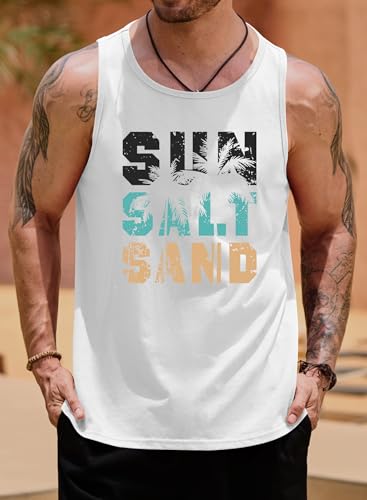 Image of VOGSTART Mens Hawaiian Beach Tank Tops Summer Vacation Muscle Top Graphic Sleeveless Shirts (S-3XL)