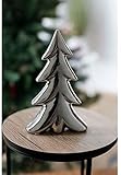  Unbekannt Deko-Tanne aus Keramik 13x20x4cm Silber Tannenbaum Winterdeko Weihnachtsdeko