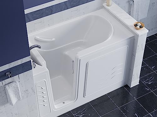 ANZZI Walk-In Soaking Tub 30x60 in Left Drain Quick Fill White – Deep Non-Jetted Bath with ADA Seat, Grab Bar, Slip-Resistant Floor, Quick Fill Faucet & Handheld Shower for Safe Easy Access - Image 4