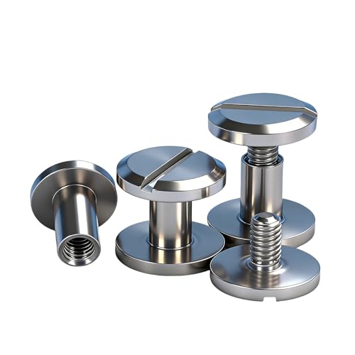 YOOZIYA 20 Sets 5mm Buchschrauben Chicago Schrauben Edelstahl A2 V2A 304 Buchbinderschrauben Schraubnieten für Leder Buchbindung Gürtel Taschen Rucksäcke Hundeleinen DIY