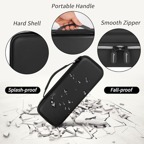 Image of Steamer Case Compatible with Jack & Rose Portable Travel Steamer for Clothes, Handheld Steamer & Iron Carrying Storage Bag Organizer with Mesh Pocket for Accessories-Box Only (Black+Silver zipper)