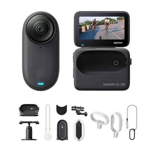 Image of Insta360 GO 3S Cycling Multiview Bundle - 128 GB Black 4K Tiny Portable Vlogging Camera, Hands-Free POVs, Mount Anywhere, Stabilization, 140 Min Battery Life, 10m Waterproof, Pet POV, Black