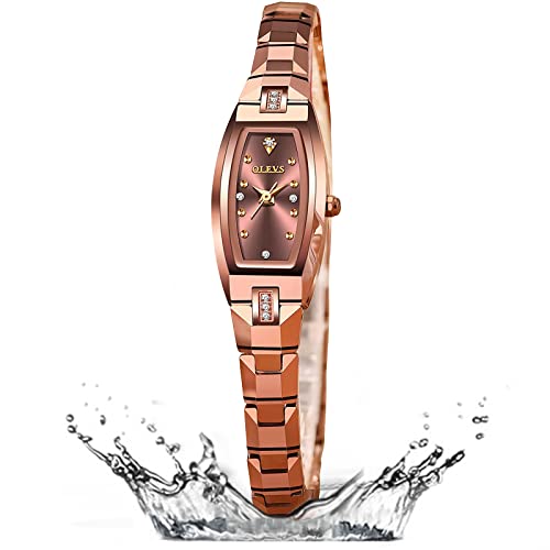Image of OLEVS Small Face Watches for Women Square Elegant Slim Tungsten Steel Women's Wrist Watches Waterproof Luxury Diamond Watches for Women Analog Quartz Dress Watch for Women Relojes De Mujer