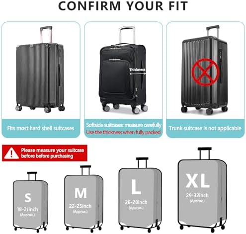 Travelkin Luggage Covers for Suitcase TSA Approved Suitcase Cover Protector for 18-32 Inch Suitcase, Go Travel-World, X Grande, Fashion — view 2