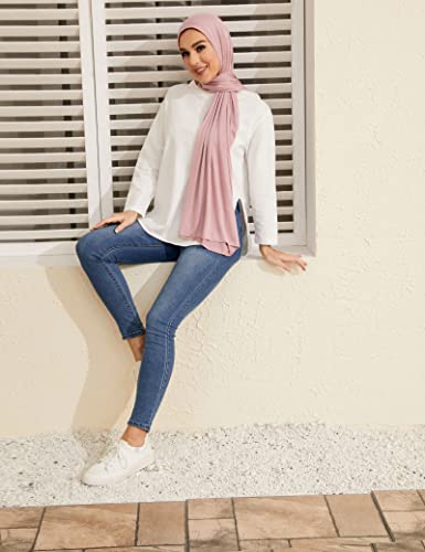 Hybeeh Hijab Scarfs For Women Premium Jersey Hijab Hijab For Women Muslim Cotton Hijab (Mauve) #TOP3