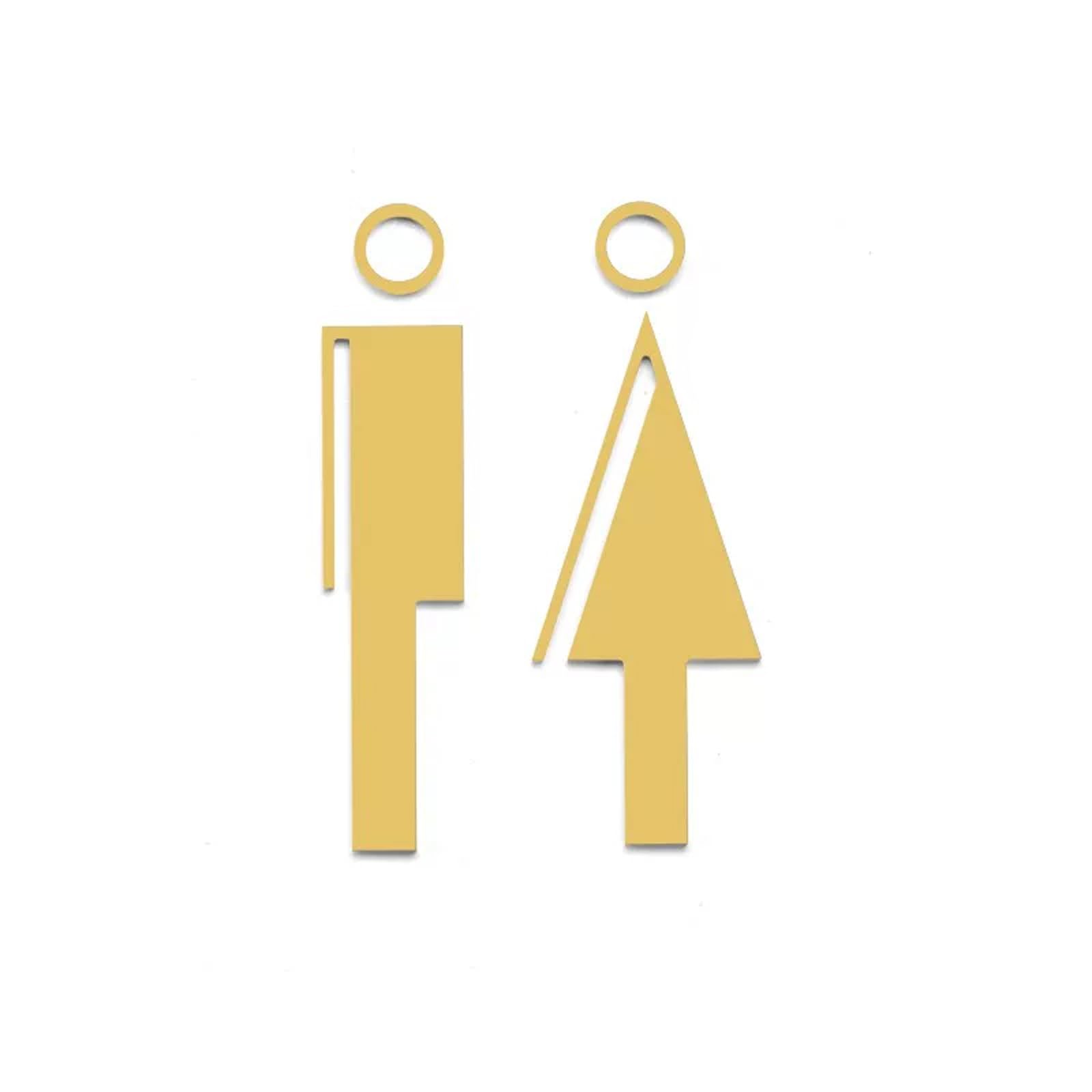 Restroom Sign - Bathroom Signs for Office or Business, Bathroom and Toilet Door or Wall Decor(Gold)