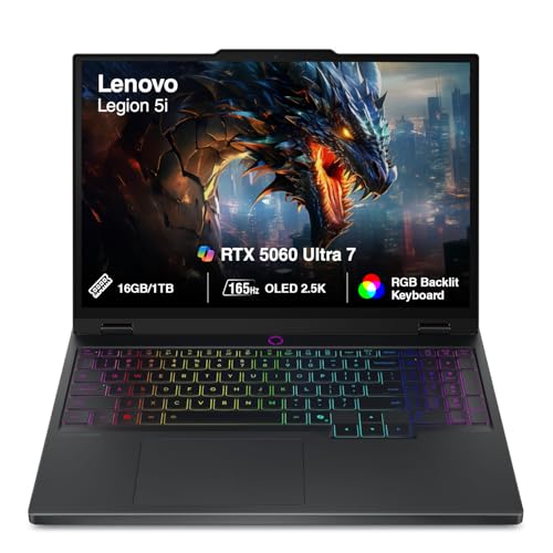 Image of Lenovo Legion 5i AI Gaming Laptop 15.1 inch 165Hz OLED 2.5K WQXGA Display (Intel Core Ultra 7 255HX, 16GB DDR5, 1TB PCIe SSD, GeForce RTX 5060 572 AI TOPS, 24-Zone RGB KB, Thunderbolt 4, Win 11 Home)