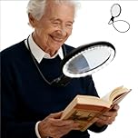 5X 10X Hands-Free Magnifying Glass with LED Light, 3-in-1 Flexible Gooseneck Magnifier, Handheld/Neck-Hanging/Desktop Use, Ideal for Reading, Sewing & Crafts, Three-Color Light, Elderly Eye Care