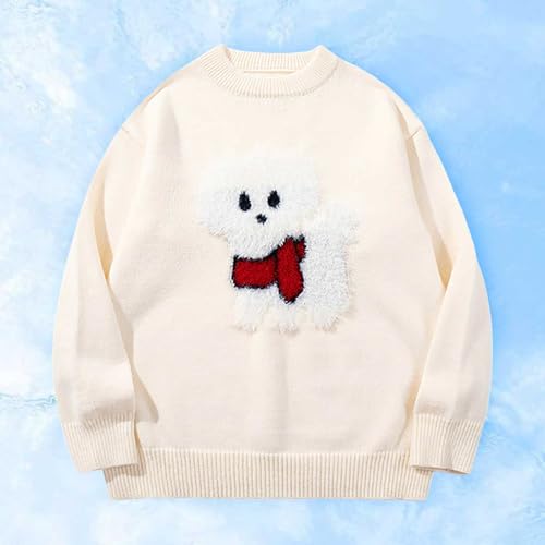 Men's Graphic Sweater Casual Crewneck Pullover Sweater Cute Dog Print Long Sleeve Knit Sweater2